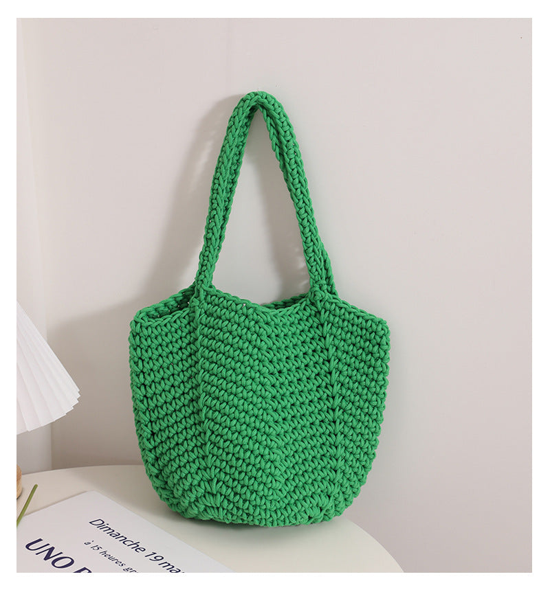 South Korea Vintage Shoulder Cotton Thread Woven Bag Crochet Handbag Straw Bag Vacation Beach Bag Bella Mia